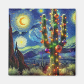 Kerstmis in de woestijn Zuidwest Saguaro Cactus Magneet (Voorkant)