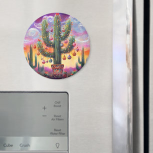 Kerstmis in de woestijn Zuidwest Saguaro Cactus Magneet