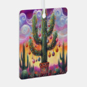 Kerstmis in de woestijn Zuidwest Saguaro Cactus Metalen Ornament (Voorkant Rechts)