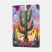 Kerstmis in de woestijn Zuidwest Saguaro Cactus Metalen Ornament (Voorkant links)