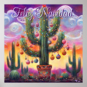 Kerstmis in de woestijn Zuidwest Saguaro Cactus Poster (Voorkant)