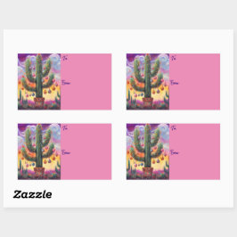 Kerstmis in de woestijn Zuidwest Saguaro Cactus Rechthoekige Sticker