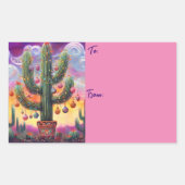 Kerstmis in de woestijn Zuidwest Saguaro Cactus Rechthoekige Sticker (Voorkant)