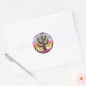 Kerstmis in de woestijn Zuidwest Saguaro Cactus Ronde Sticker (Envelop)