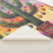 Kerstmis in de woestijn Zuidwest Saguaro Cactus Sherpa Deken (3/4)