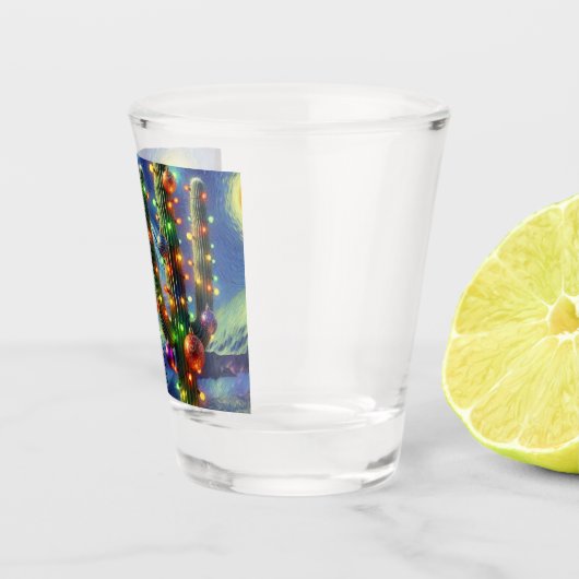 Kerstmis in de woestijn Zuidwest Saguaro Cactus Shot Glas (Rechts)