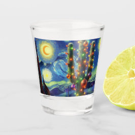 Kerstmis in de woestijn Zuidwest Saguaro Cactus Shot Glas