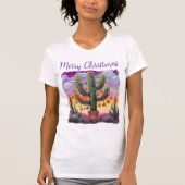 Kerstmis in de woestijn Zuidwest Saguaro Cactus T-shirt (Voorkant)