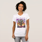 Kerstmis in de woestijn Zuidwest Saguaro Cactus T-shirt (Voorkant volledig)