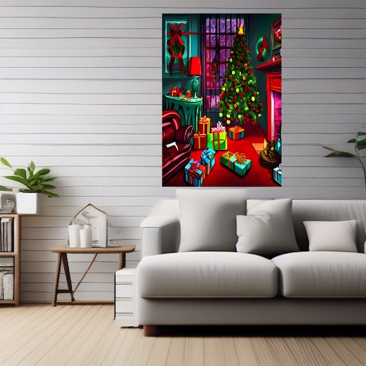 Kerstmis in de woonkamer | AI Art Poster
