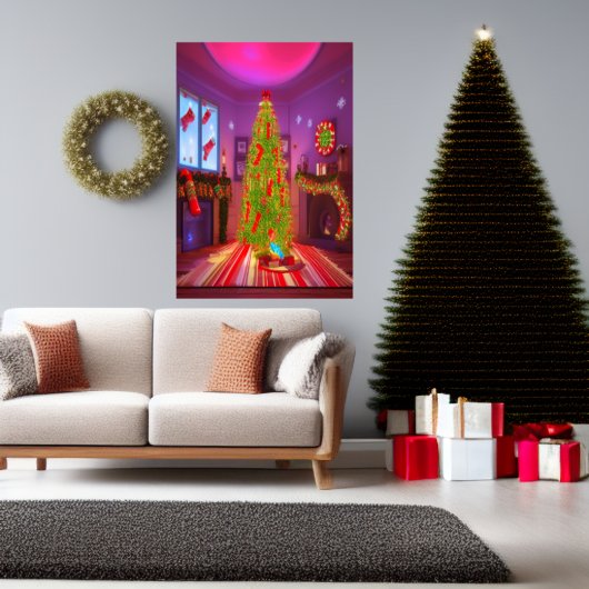 Kerstmis in de woonkamer | AI Art Poster