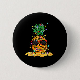 Kerstmis in de zomer in juli Ananas Zonnebril Kers Ronde Button 5,7 Cm