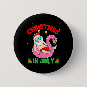 Kerstmis in de zomer in juli - Tropische Kerstman  Ronde Button 5,7 Cm