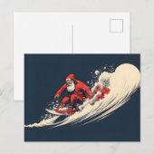 Kerstmis in de zomer met Surfende Kerstman Feestdagenkaart (Voorkant / Achterkant)