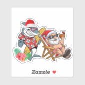 Kerstmis in de zomer Santa Shark Hawaiian Surfen Sticker (Vel)