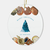 Kerstmis in de zomer strand schelp aangepaste naam keramisch ornament (Links)