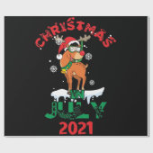 Kerstmis in de zomer van 2021: rendiersneeuwsmog cadeaupapier (Vlak)