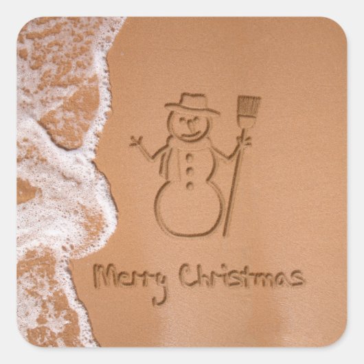 Kerstmis in de zomer vierkante sticker (Voorkant)