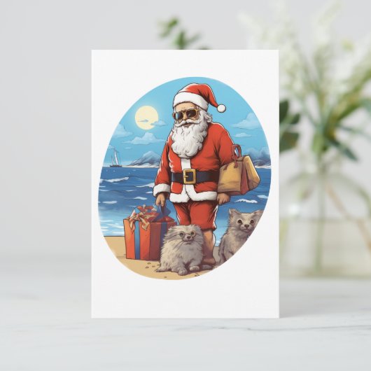 Kerstmis in de zomervakantie bedankkaart (Staand voorkant)