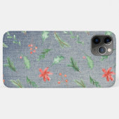 *~* Kerstmis in Demin Holly Poinsettias Case-Mate iPhone Case (Achterkant (horizontaal))