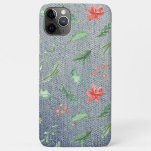 *~* Kerstmis in Demin Holly Poinsettias Case-Mate iPhone Case