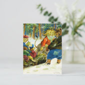 Kerstmis in Dierlijk Land - De Yule Log Feestdagenkaart (Staand voorkant)