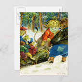 Kerstmis in Dierlijk Land - De Yule Log Feestdagenkaart (Voorkant / Achterkant)