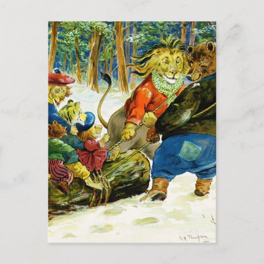 Kerstmis in Dierlijk Land - De Yule Log Feestdagenkaart (Voorkant)