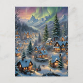 Kerstmis in een bergdorp, poollicht  briefkaart (Voorkant)