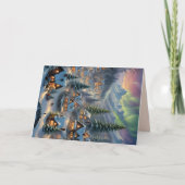 Kerstmis in een bergdorp, poollichten, kaart (Voorkant)