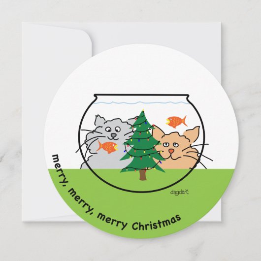 Kerstmis in een Kaart van de Vissenkast (Voorkant)