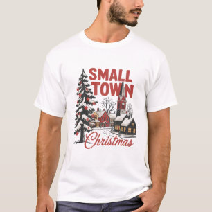 Kerstmis in een kleine stad Landelijke boerenfamil T-shirt