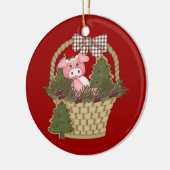 Kerstmis in een mandje keramisch ornament (Links)