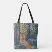 Kerstmis in een oude kerk met glas-in-loodramen tote bag (Achterkant)