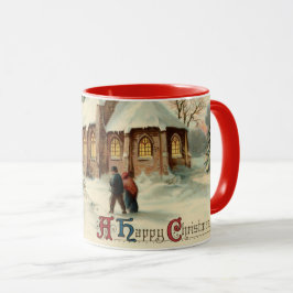 Kerstmis in een oude kerk, parochianen bij de ocht mok
