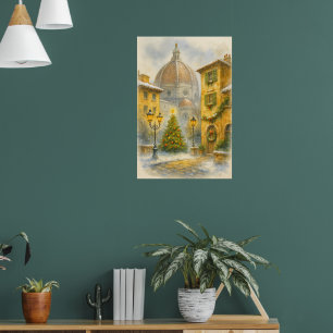 Kerstmis in Florence Italië Aquarel Canvas Poster