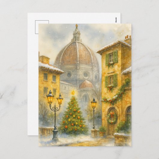Kerstmis in Florence Italië | Duomo Kerst Kunst Feestdagenkaart (Voorkant / Achterkant)