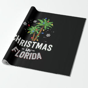 Kerstmis in Florida decimeert de palmboomfamilie v Cadeaupapier