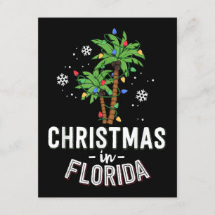 Kerstmis in Florida decimeert de palmboomfamilie v Informatiekaartje
