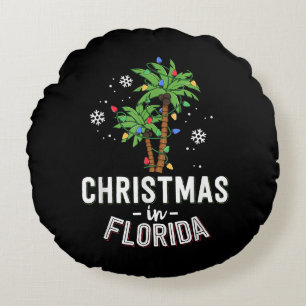 Kerstmis in Florida decimeert de palmboomfamilie v Rond Kussen