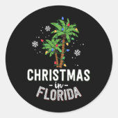 Kerstmis in Florida decimeert de palmboomfamilie v Ronde Sticker (Voorkant)