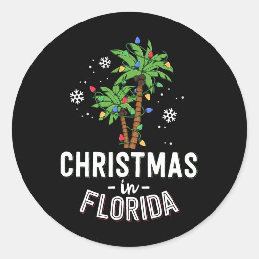 Kerstmis in Florida decimeert de palmboomfamilie v Ronde Sticker (Voorkant)