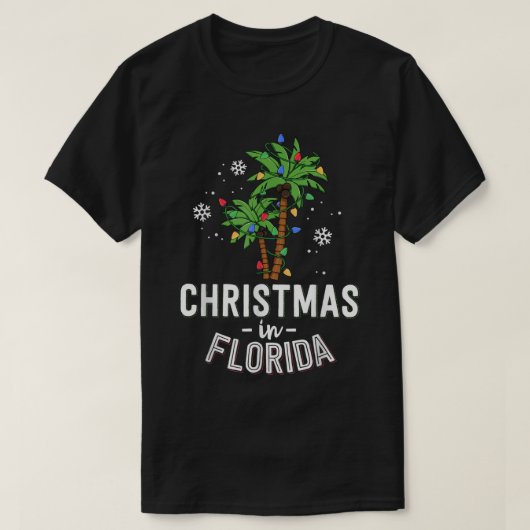 Kerstmis in Florida decimeert de palmboomfamilie v T-shirt (Design voorkant)