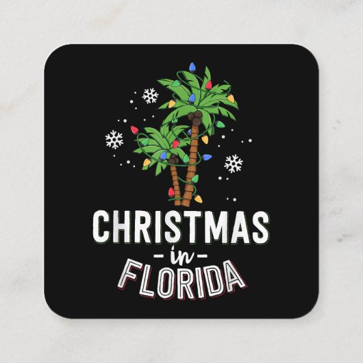 Kerstmis in Florida decimeert de palmboomfamilie v Vierkante Visitekaartje (Achterkant)