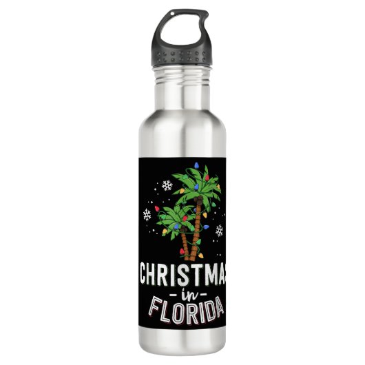 Kerstmis in Florida decimeert de palmboomfamilie v Waterfles (Voorkant)