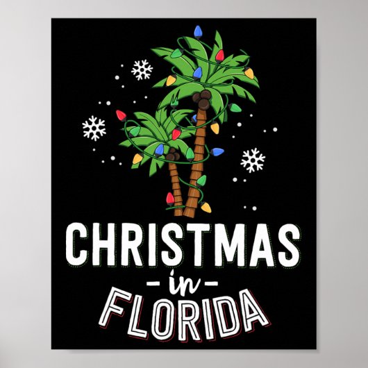 Kerstmis in Florida Deck The Palm Trees Gezinsvaka Poster (Voorkant)