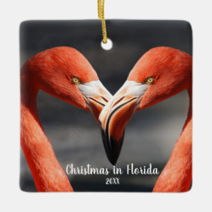 Kerstmis in Florida Flamingo Love Ornament