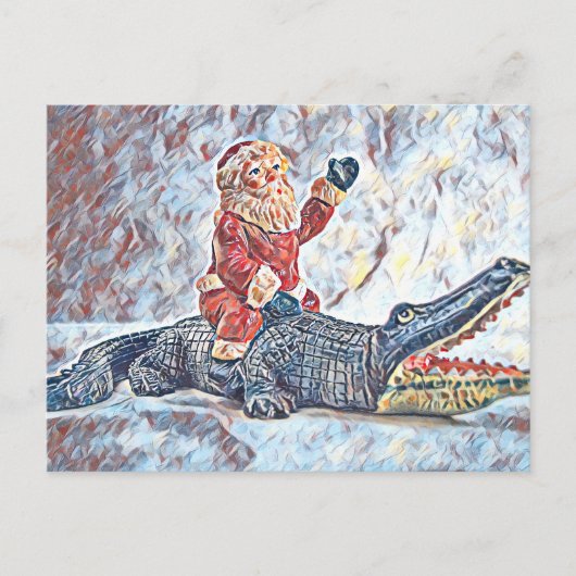 Kerstmis in Florida Santa Claus rijden Alligator Briefkaart (Voorkant)