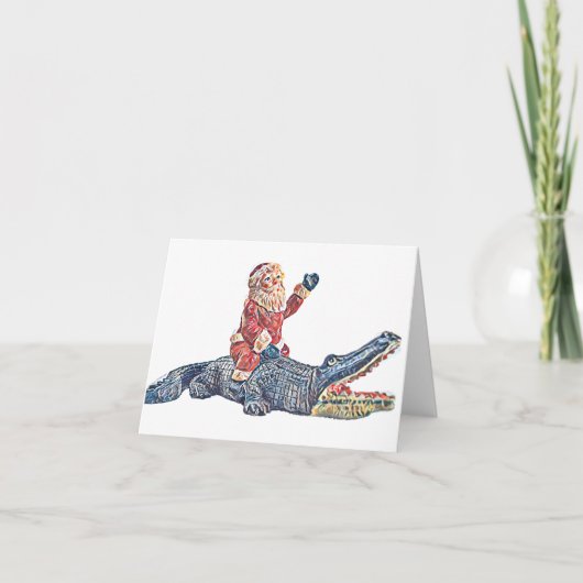 Kerstmis in Florida Santa Claus rijden Alligator Feestdagen Kaart (Voorkant)