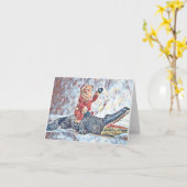 Kerstmis in Florida Santa Claus rijden Alligator Kaart (Gele Bloem)